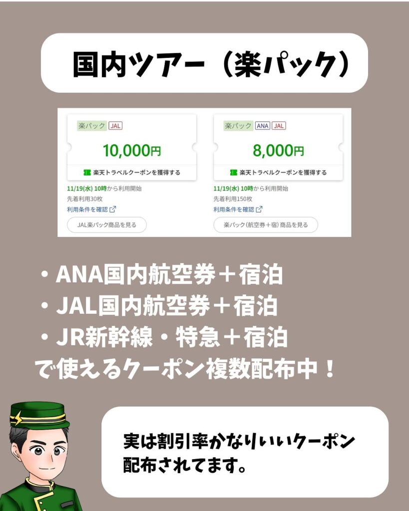 国内宿泊（ホテル・宿）：クーポン併用で最大20％オフ